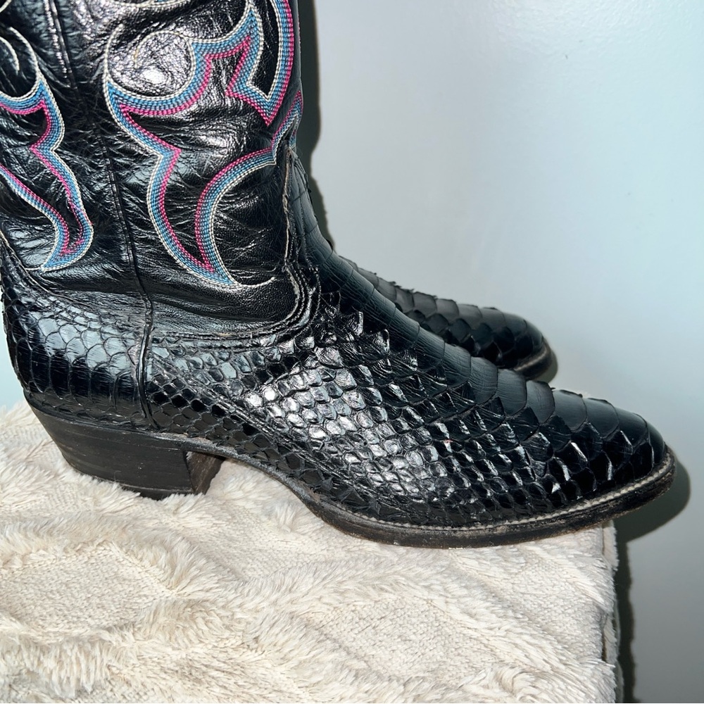 Nocona Black Python Cowboy Boots | Men's Size 8 | Exotic Leather Western Boots - Picture 15 of 17